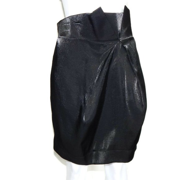 Use Unsued Black Shimmer Structured Front Large Pleat Skirt size Large - Picture 1 of 5